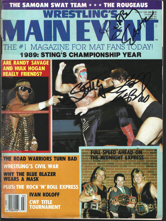 TC2 Sting Larry Zbyszko Bobby Eaton Jim Cornette , Demolition Ax Shawn Michaels, Autographed Vintage Wrestling Magazine w/COA