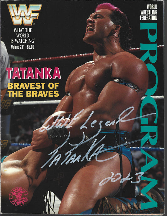 TC3 Tatanka Autographed Vintage Wrestling Magazine w/COA