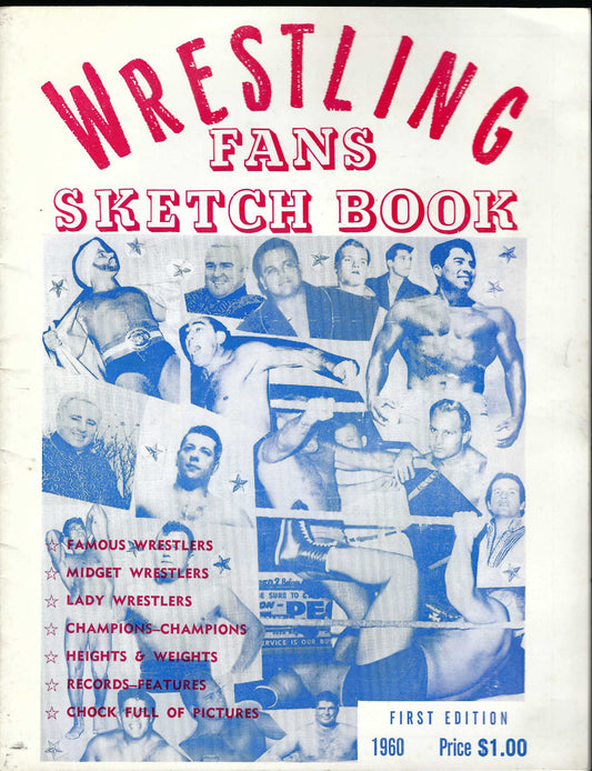VW3 1960 Wrestling Sketch Book featuring the Sheik , Valentine , Rocca Graham and more .