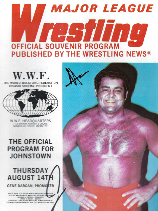 WWF2 1980 WWF Autographed Program Backlund , wild Samoans DeNucci , Patera , Zbyzsko , Rodz , w/COA