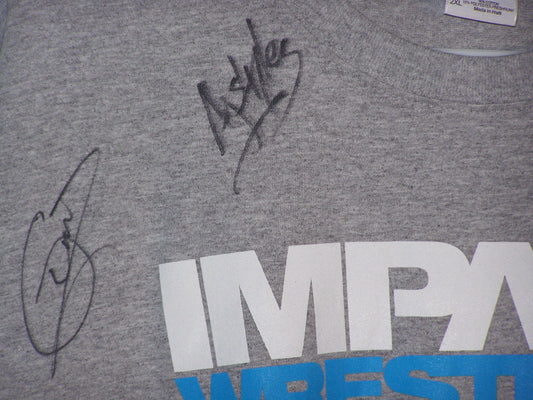 A205 Impact Autographed Tee Shirt w/COA 2XL A.J. Styles , Gail Kim , SoCal Val , Austin Aries , Bobby Roode , EC3 , Matt Morgan , Gunner ,