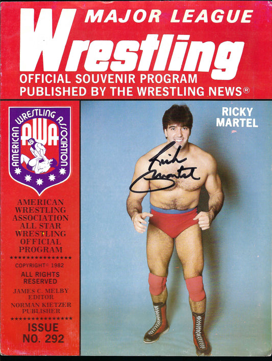 AM847 Rick Martel Jesse the Body Ventura VERY RARE Autographed Vintage Wrestling Magazine w/COA
