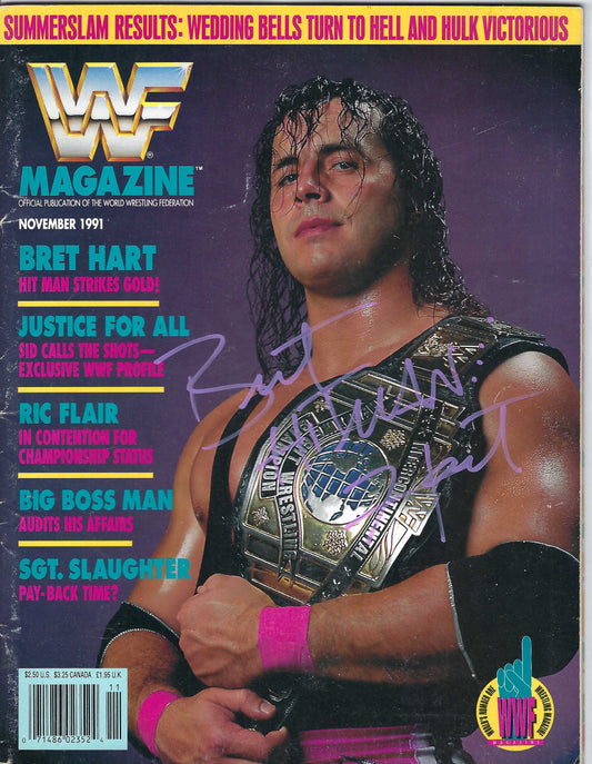 BD106 Bret Hart Autographed VERY RARE Vintage Wrestling Magazine w/COA