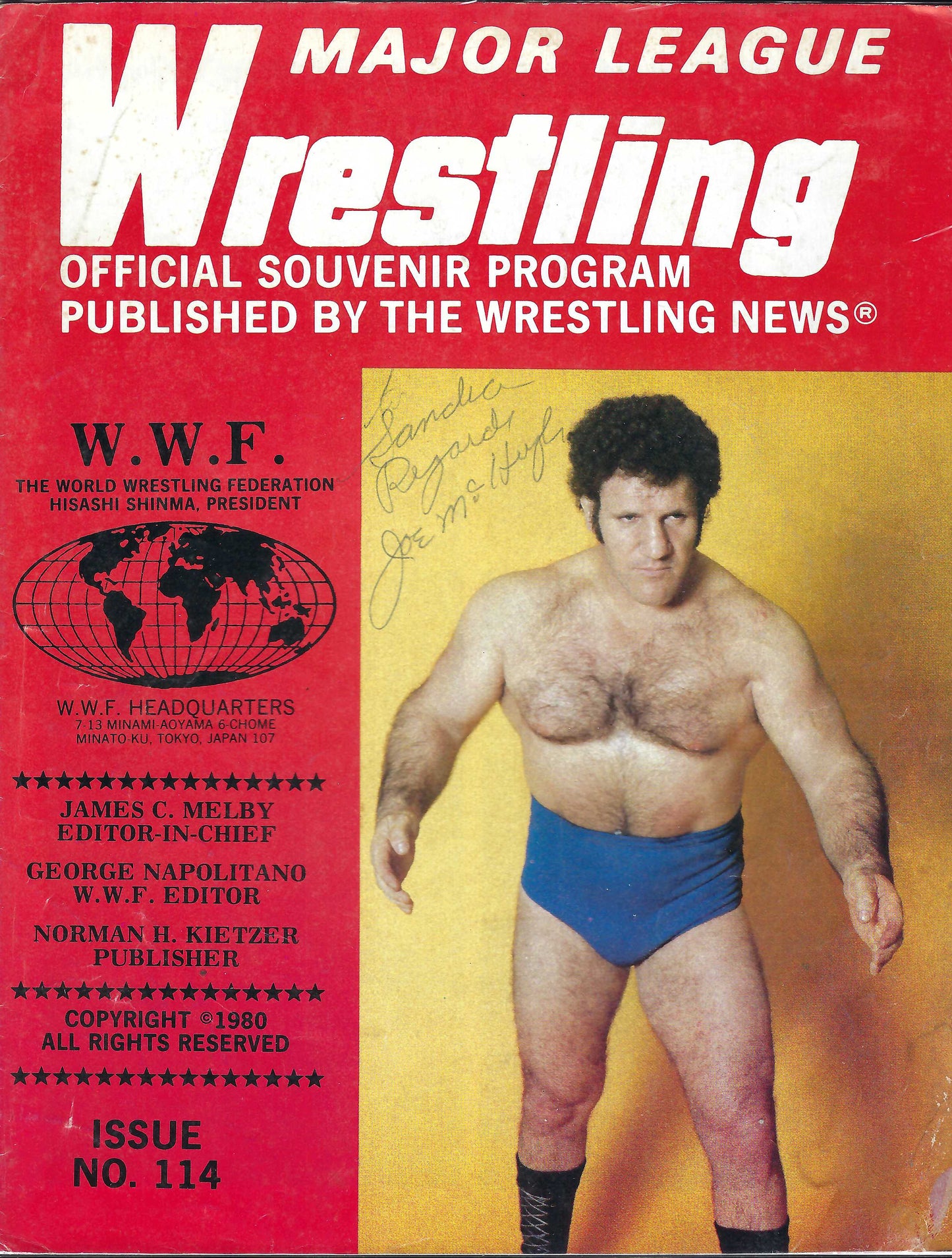 BD109 Joe McHugh Autographed VERY RARE Vintage Wrestling Magazine w/COA