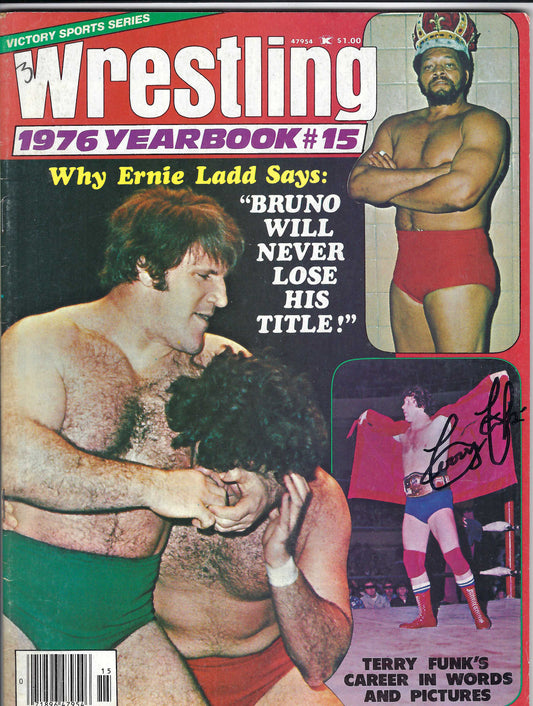 BD113 Terry Funk Autographed VERY RARE Vintage Wrestling Magazine w/COA