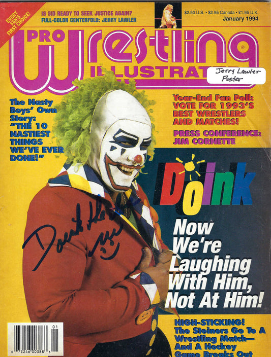 BD115 Doink Jerry Lawler Autographed VERY RARE Vintage Wrestling Magazine w/COA