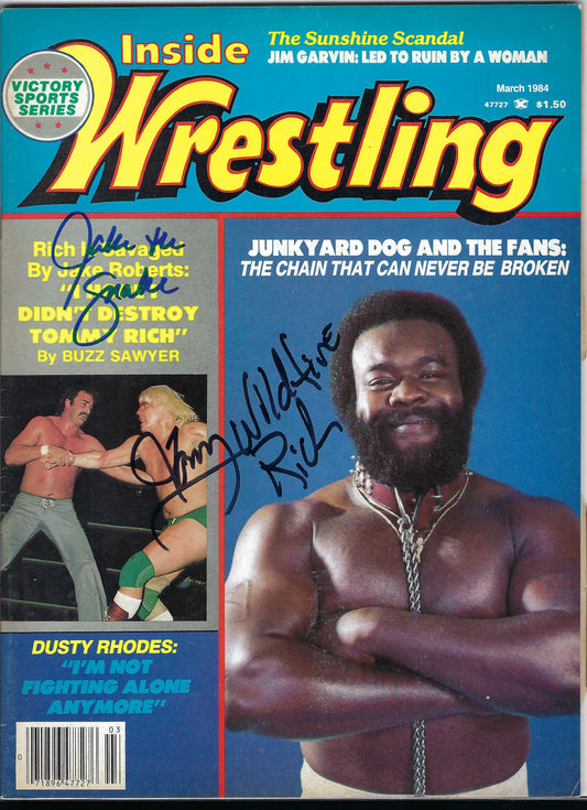 BD118 Tommy Rich Jake Roberts Autographed VERY RARE Vintage Wrestling Magazine w/COA