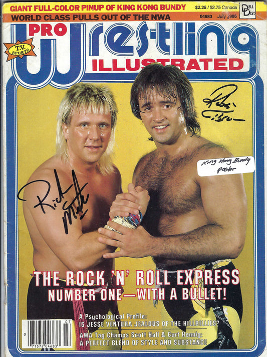 BD119 Rock and Roll Express King Kong Bundy ( Deceased ) Autographed VERY RARE Vintage Wrestling Magazine w/COA
