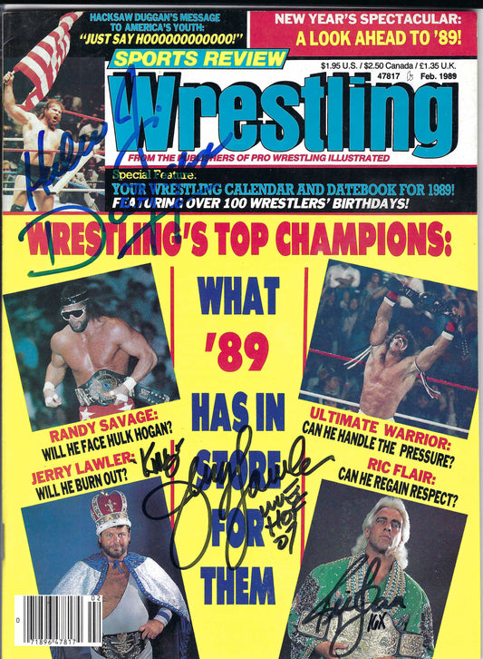 BD125 Ric Flair Jim Duggan Jerry Lawler Autographed VERY RARE Vintage Wrestling Magazine w/COA