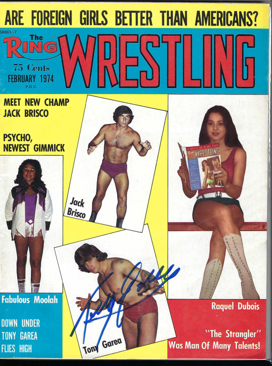 BD142 Tony Garea Autographed VERY RARE Vintage Wrestling Magazine w/COA