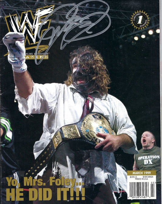 BD144 Mankind Autographed VERY RARE Vintage Wrestling Magazine w/COA