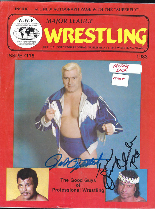BD152 Jimmy Snuka Pat Patterson both ( Deceased ) Autographed VERY RARE Vintage Wrestling Magazine w/COA