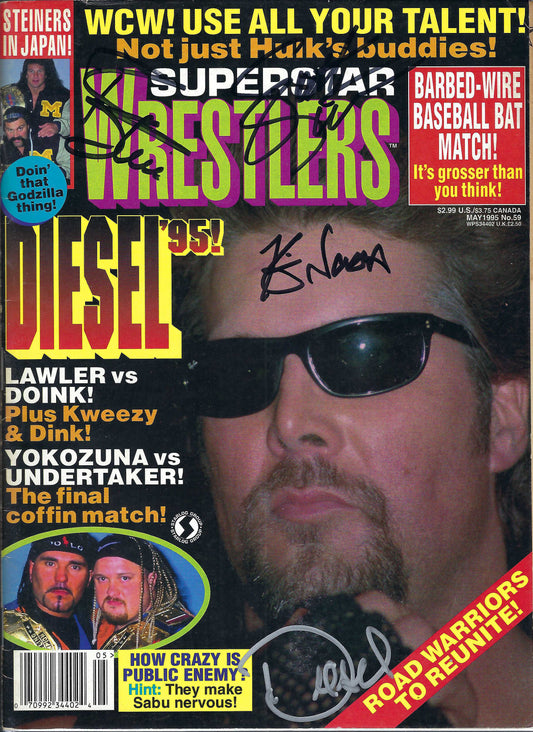 BD157 Kevin Nash Steiner Brothers Diesel Tommy Dreamer Sandman Afa the Wild Samoan Autographed VERY RARE Vintage Wrestling Magazine w/COA