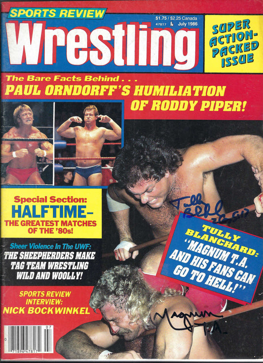 BD163 Tully Blanchard Magnum T.A. Autographed VERY RARE Vintage Wrestling Magazine w/COA