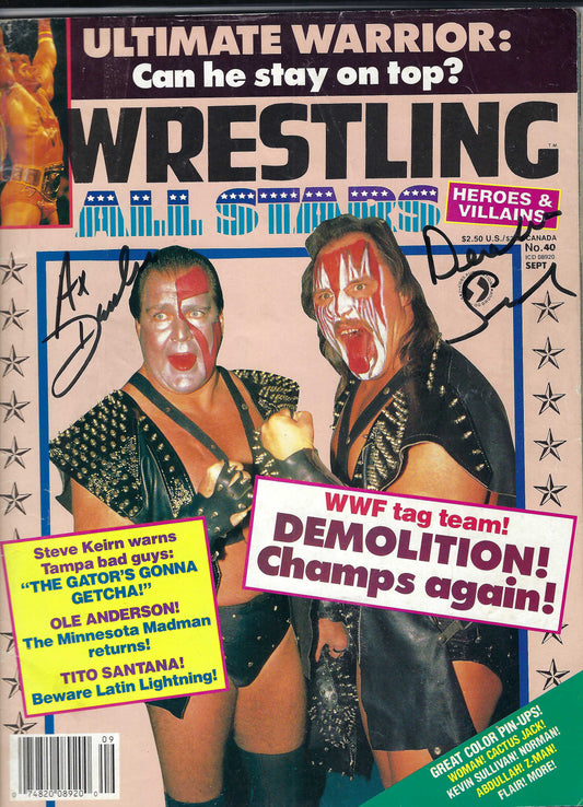 BD169 Demolition Autographed VERY RARE Vintage Wrestling Magazine w/COA
