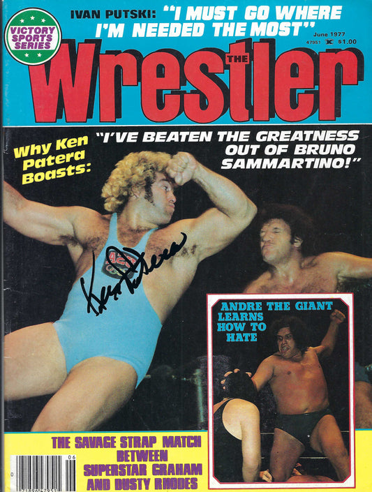 BD175 Ken Patera Autographed VERY RARE Vintage Wrestling Magazine w/COA