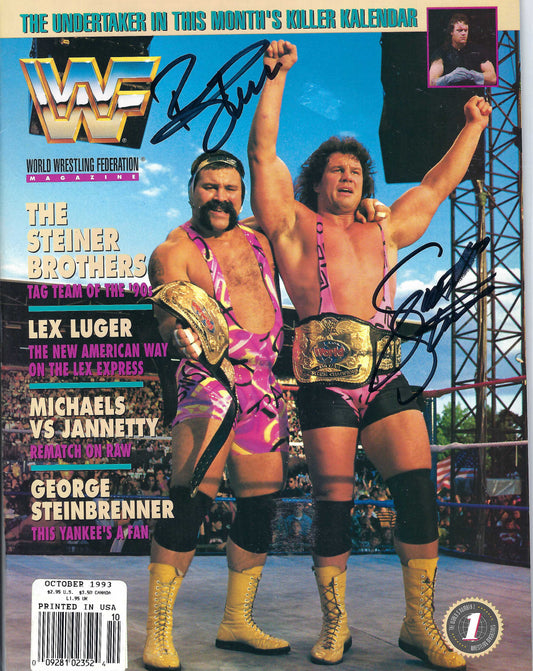 BD181 Rick and Scott Steiner Autographed VERY RARE Vintage Wrestling Magazine w/COA