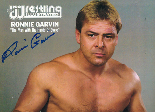 BD190 Ronnie Garvin Autographed VERY RARE Vintage Wrestling Magazine Poster w/COA