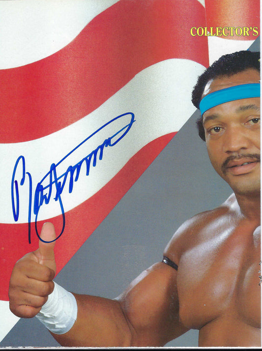 BD191 Ron Simmons Autographed VERY RARE Vintage Wrestling Magazine Poster w/COA