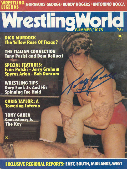 BD196 Tony Garea Autographed VERY RARE Vintage Wrestling Magazine w/COA