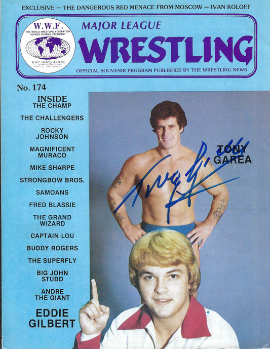 BD198 Tony Garea Autographed VERY RARE Vintage Wrestling Magazine w/COA