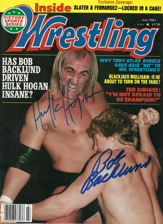 BD203 Hulk Hogan Bob Backlund Autographed VERY RARE Vintage Wrestling Magazine w/COA