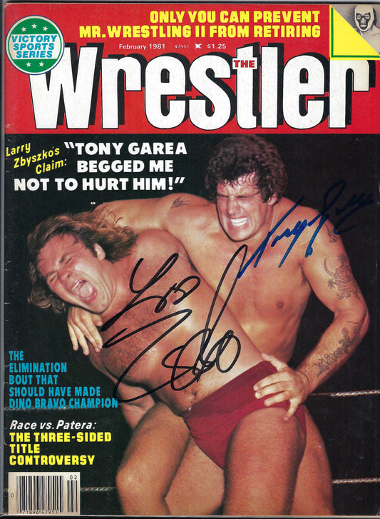 BD209 Larry Zbyszko Tony Garea Autographed VERY RARE Vintage Wrestling Magazine w/COA