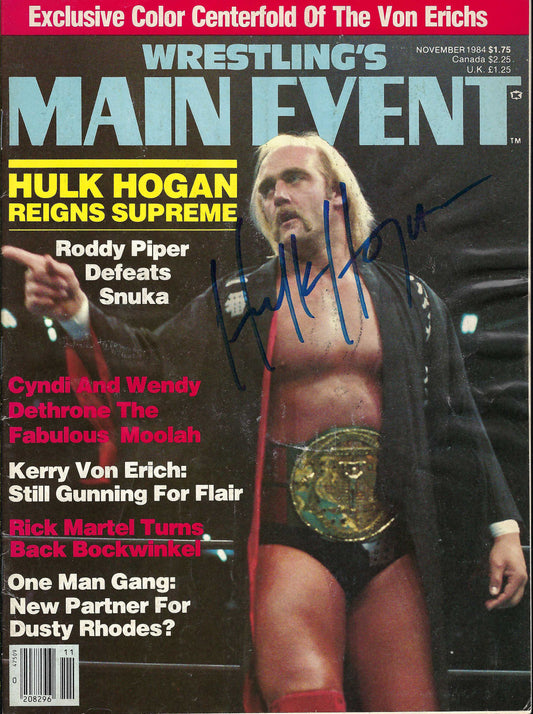 BD218 Hulk Hogan Magnum TA Autographed VERY RARE Vintage Wrestling Magazine w/COA