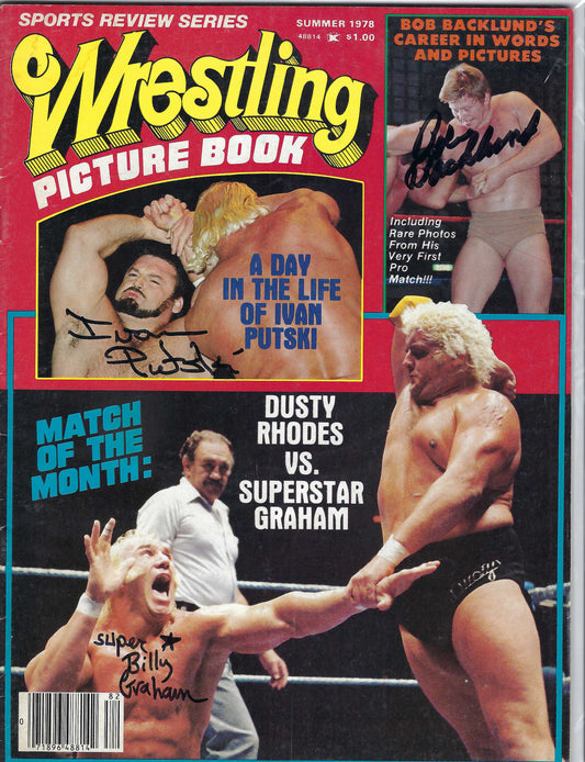 BD226 Bob Backlund Ivan Putski Superstar Billy Graham Autographed VERY RARE Vintage Wrestling Magazine w/COA