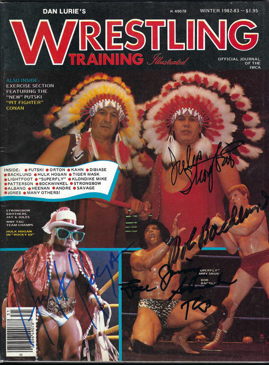 BD231 Jules Strongbow Bob Backlund Jimmy Snuka Hulk Hogan Autographed VERY RARE Vintage Wrestling Magazine w/COA
