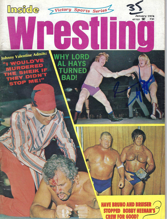 BD243 Greg Valentine Autographed VERY RARE Vintage Wrestling Magazine w/COA