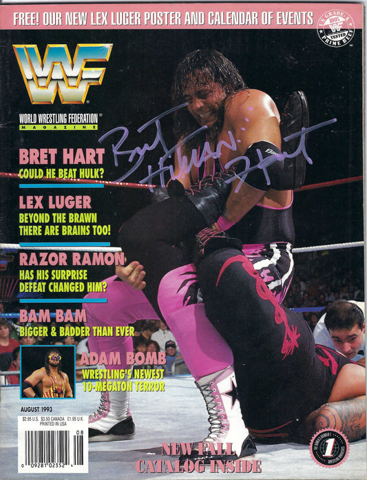 BD245 Bret Hart Autographed VERY RARE Vintage Wrestling Magazine w/COA