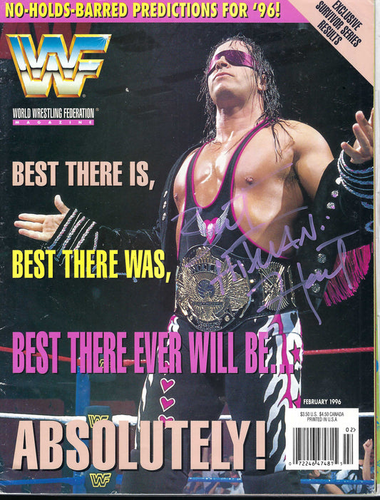 BD255 Bret Hart VERY RARE Autographed Vintage Wrestling Magazine w/COA
