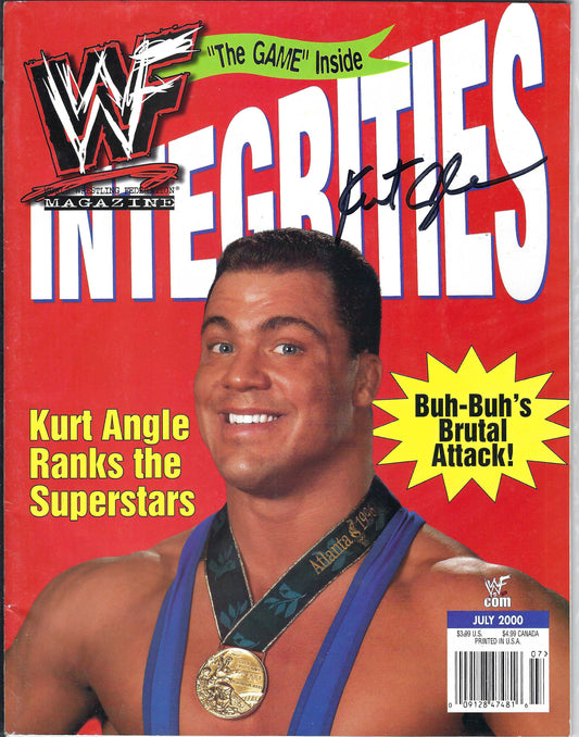 BD256 Kurt Angle VERY RARE Autographed Vintage Wrestling Magazine w/COA