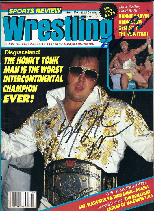 BD260 Honky Tonk Man Ronnie Garvin VERY RARE Autographed Vintage Wrestling Magazine w/COA