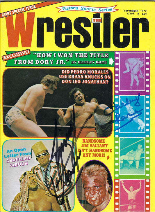 BD262 Harley Race Jimmy Valiant VERY RARE Autographed Vintage Wrestling Magazine w/COA