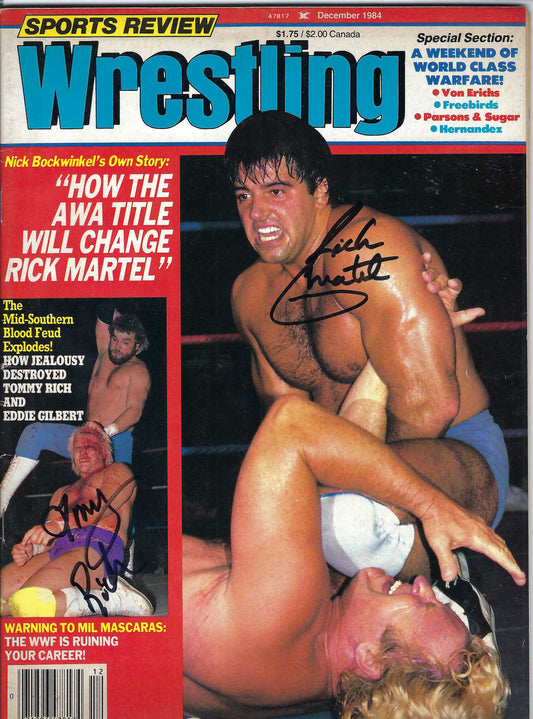 BD263 Rick Martel Tommy Rich VERY RARE Autographed Vintage Wrestling Magazine w/COA