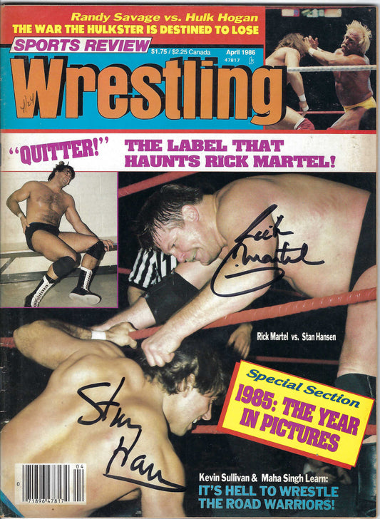 BD269 Rick Martel Stan Hansen Autographed Vintage Wrestling Magazine w/COA