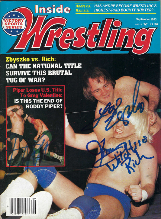 BD270 Tommy Rich Greg Valentine Larry Zbyszko Autographed Vintage Wrestling Magazine w/COA