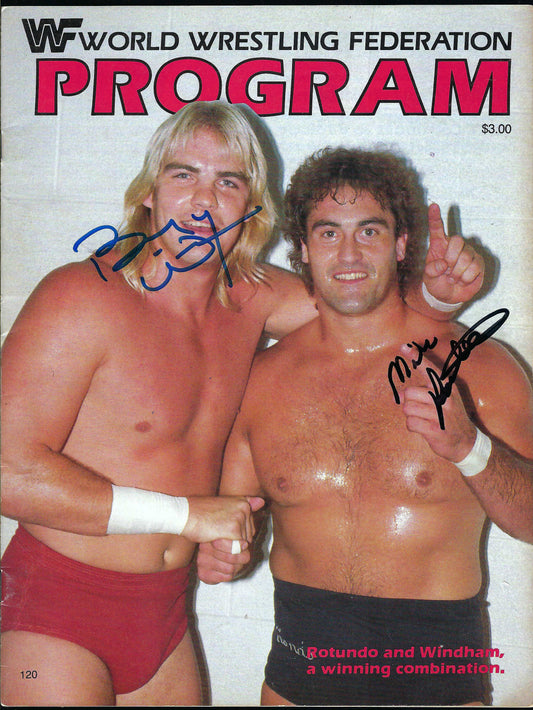 BD275 Barry Windham Mike Rotundo Brutus Beefcake Autographed Vintage Wrestling Magazine w/COA