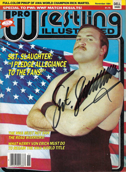BD278 Sgt. Slaughter Rick Martel Autographed Vintage Wrestling Magazine w/COA