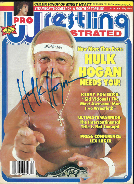BD282 Hulk Hogan Missy Hyatt Autographed Vintage Wrestling Magazine w/COA