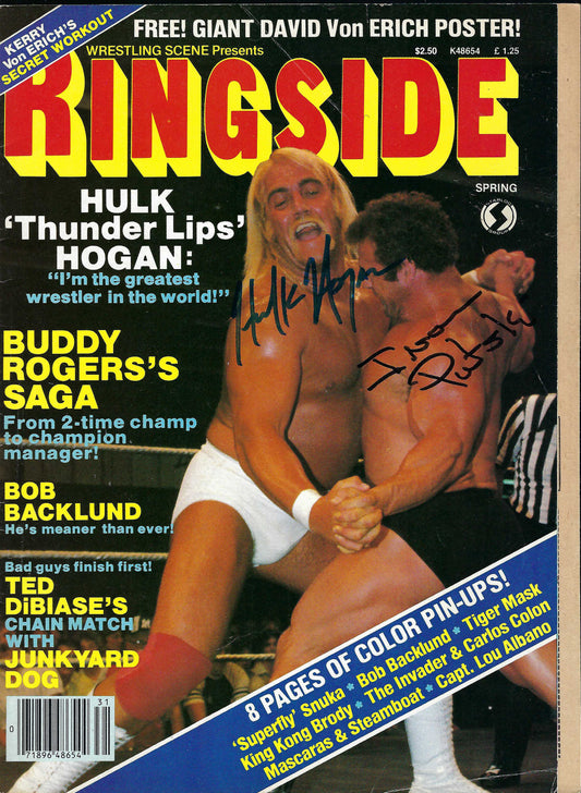 BD284 Hulk Hogan Ivan Putski Mil Mascaras Ricky Steamboat Autographed Vintage Wrestling Magazine w/COA