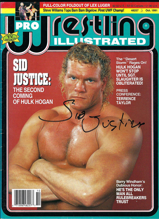 BD286 Sid Justice Lex Luger Autographed Vintage Wrestling Magazine w/COA
