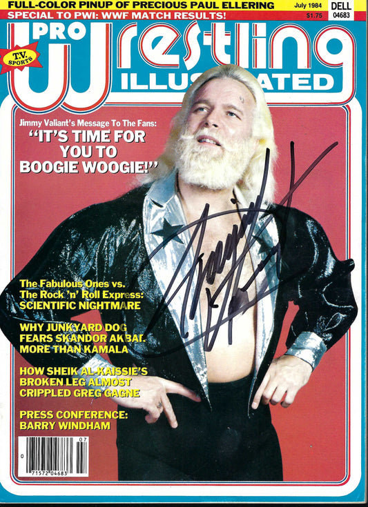 BD287 Jimmy Valiant Paul Ellering Autographed Vintage Wrestling Magazine w/COA