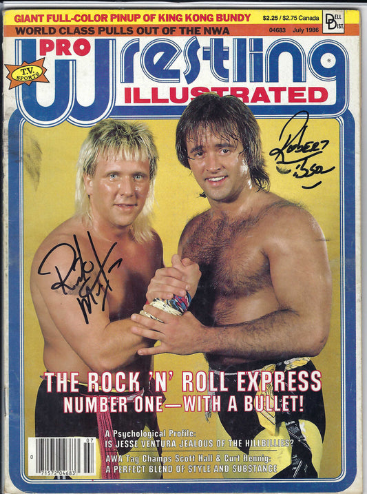 BD80 Rock and Roll Express Autographed Vintage Wrestling Magazine w/COA