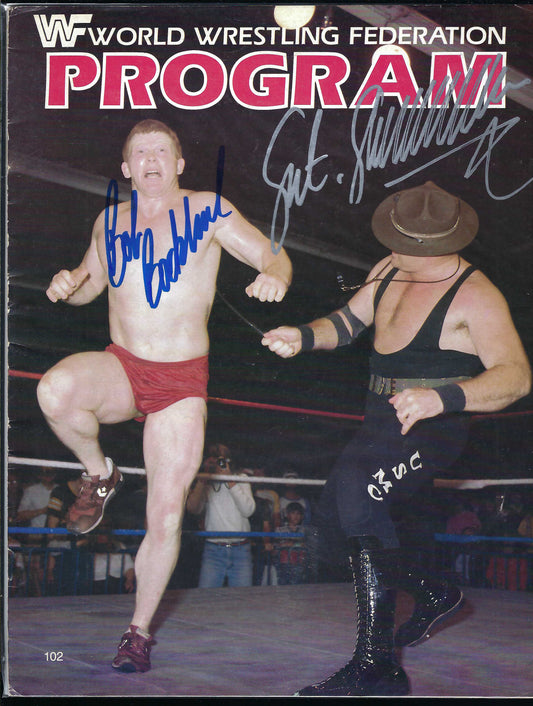 BD84 Sgt Slaughter Bob Backlund Autographed Vintage Wrestling Magazine w/COA