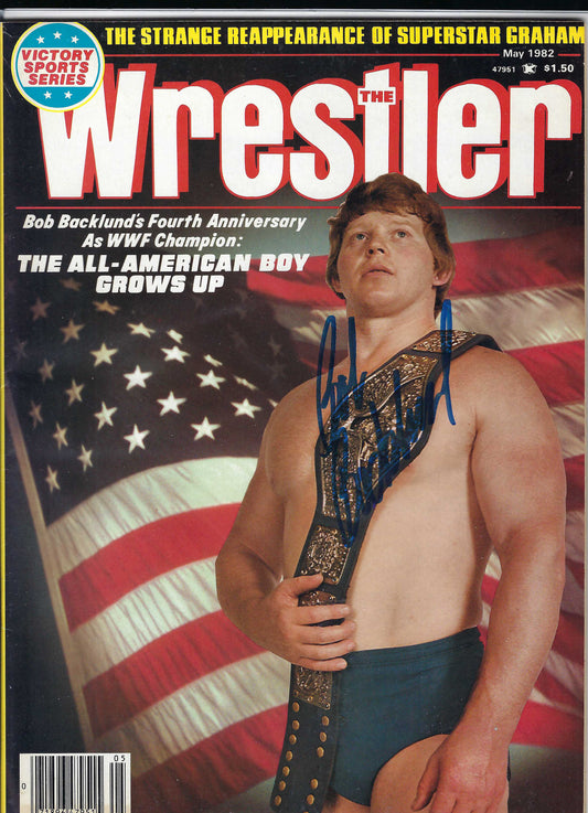 BD86 Bob Backlund Autographed Vintage Wrestling Magazine w/COA