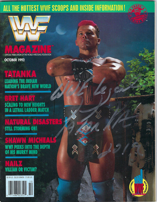 BD97 Tatanka Autographed Vintage Wrestling Magazine w/COA