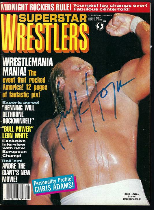 BM1 Hulk Hogan Shawn Michaels Marty Jannetty Ronnie Garvin Bobby Eaton ( Deceased ) Autographed vintage Wrestling Magazine w/COA